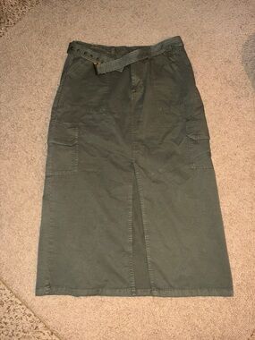 Maurices Olive Green Cargo Midi Skirt with Belt